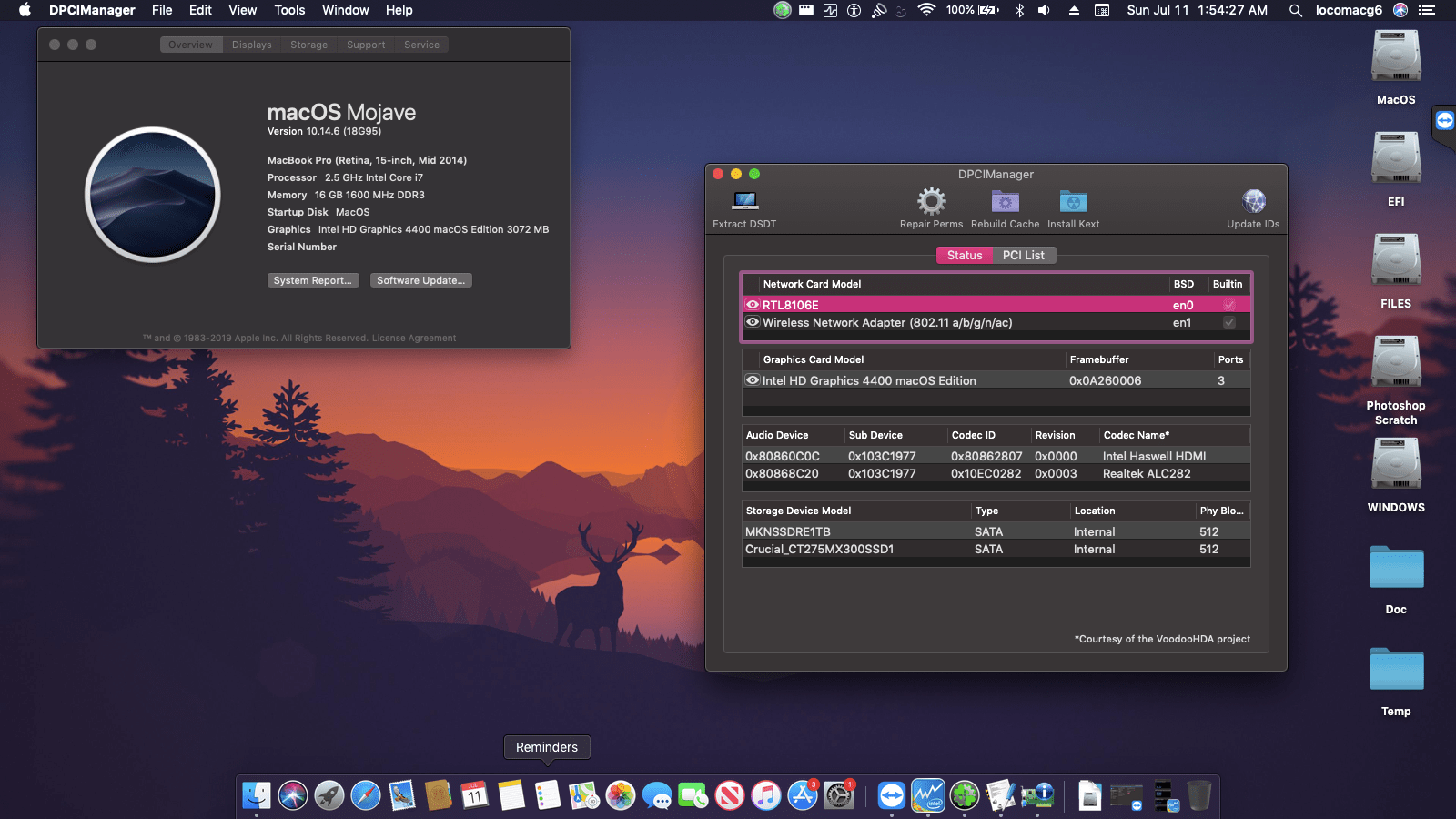 Success Hackintosh macOS Mojave 10.14.6 Build 18G95 at HP Pavilion 17-E040US